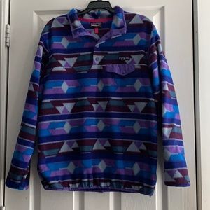 Patagonia Purple & Blue Geometric Snap-T Fleece Pullover
